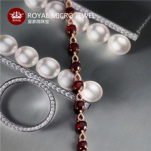 品牌名称: 皇家微珠宝 产品名称: 9ct红色尖晶豪华钻石手链 工厂价